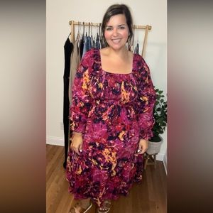 Terra & Sky Midi Floral Dress - Plus size